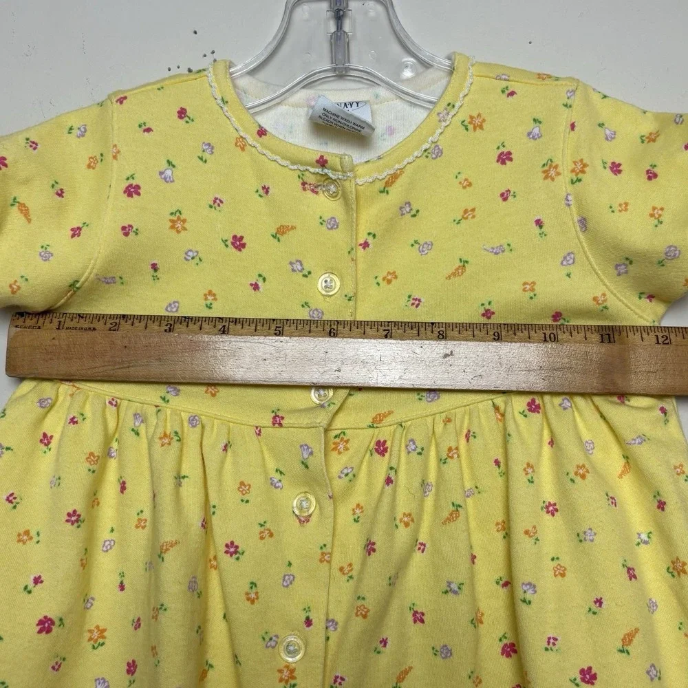 Vintage Y2K Old Navy Short Sleeve Yellow Floral Summer Spring Sun Dress 3-6 M